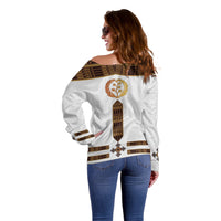 Eritrea Off Shoulder Sweater Tilet Habesha Style - White - Wonder Print Shop