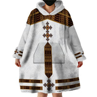Eritrea Wearable Blanket Hoodie Tilet Habesha Style - White - Wonder Print Shop