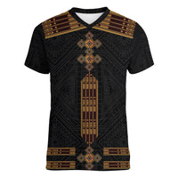 Eritrea Women V Neck T Shirt Tilet Habesha Style - Black - Wonder Print Shop