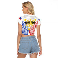 Personalised Philippines Independence Day Raglan Cropped T Shirt Tribal Sun and Stars Ver 01 - Wonder Print Shop