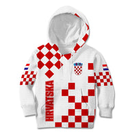 Croatia National Day Kid Hoodie Checkerboard Hrvatska Simple Style 01 - Wonder Print Shop