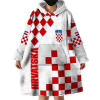 Croatia National Day Wearable Blanket Hoodie Checkerboard Hrvatska Simple Style 01 - Wonder Print Shop