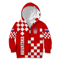 Croatia National Day Kid Hoodie Checkerboard Hrvatska Simple Style 02 - Wonder Print Shop