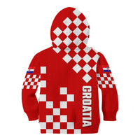 Croatia National Day Kid Hoodie Checkerboard Hrvatska Simple Style 02 - Wonder Print Shop