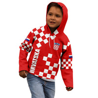 Croatia National Day Kid Hoodie Checkerboard Hrvatska Simple Style 02 - Wonder Print Shop