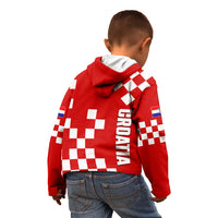 Croatia National Day Kid Hoodie Checkerboard Hrvatska Simple Style 02 - Wonder Print Shop