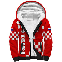 Croatia National Day Sherpa Hoodie Checkerboard Hrvatska Simple Style 02 - Wonder Print Shop