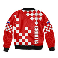 Croatia National Day Sleeve Zip Bomber Jacket Checkerboard Hrvatska Simple Style 02 - Wonder Print Shop