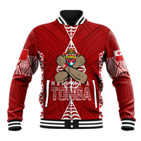 Personalised Tonga Rugby Baseball Jacket Mate Ma'a Tonga Independence Day LT7 - Wonder Print Shop