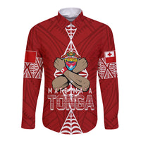 Personalised Tonga Rugby Long Sleeve Button Shirt Mate Ma'a Tonga Independence Day - Wonder Print Shop