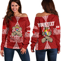 Personalised Tonga Rugby Off Shoulder Sweater Mate Ma'a Tonga Independence Day - Wonder Print Shop