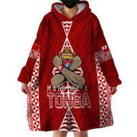 Personalised Tonga Rugby Wearable Blanket Hoodie Mate Ma'a Tonga Independence Day - Wonder Print Shop