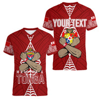 Personalised Tonga Rugby Women V Neck T Shirt Mate Ma'a Tonga Independence Day - Wonder Print Shop