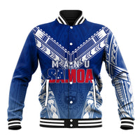 Personalised Samoa Rugby Baseball Jacket Manu Samoa Gradient Blue LT7 - Wonder Print Shop