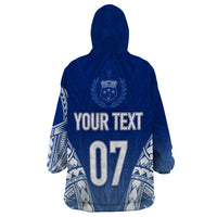 Personalised Samoa Rugby Wearable Blanket Hoodie Manu Samoa Gradient Blue - Wonder Print Shop