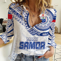 Personalised Samoa Rugby Women Casual Shirt Manu Samoa Gradient White - Wonder Print Shop