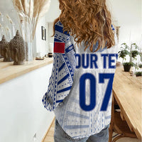 Personalised Samoa Rugby Women Casual Shirt Manu Samoa Gradient White - Wonder Print Shop