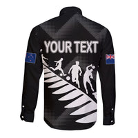 Personalised New Zealand Football Ferns Long Sleeve Button Shirt Women World Cup 2023 Sporty Vibes - Wonder Print Shop