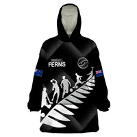 Personalised New Zealand Football Ferns Wearable Blanket Hoodie Women World Cup 2023 Sporty Vibes - Wonder Print Shop