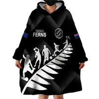 Personalised New Zealand Football Ferns Wearable Blanket Hoodie Women World Cup 2023 Sporty Vibes - Wonder Print Shop
