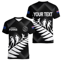 Personalised New Zealand Football Ferns Women V Neck T Shirt Women World Cup 2023 Sporty Vibes - Wonder Print Shop