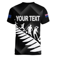 Personalised New Zealand Football Ferns Women V Neck T Shirt Women World Cup 2023 Sporty Vibes - Wonder Print Shop