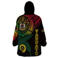 Personalised Vanuatu Wearable Blanket Hoodie Turtle Chest Tattoo Flag Color - Wonder Print Shop