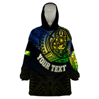 Personalised Vanuatu Wearable Blanket Hoodie Turtle Chest Tattoo Flag Color - Malampa - Wonder Print Shop