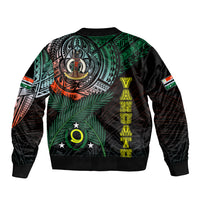 Personalised Vanuatu Sleeve Zip Bomber Jacket Turtle Chest Tattoo Flag Color - Penama - Wonder Print Shop