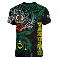 Personalised Vanuatu Women V Neck T Shirt Turtle Chest Tattoo Flag Color - Penama - Wonder Print Shop