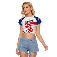 Personalised USA Baseball Star Spangled Simple Style Raglan Cropped T Shirt - Wonder Print Shop