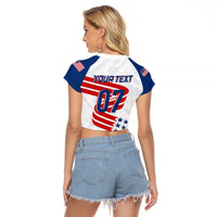 Personalised USA Baseball Star Spangled Simple Style Raglan Cropped T Shirt - Wonder Print Shop