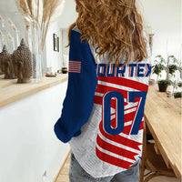 Personalised USA Baseball Star Spangled Simple Style Women Casual Shirt - Wonder Print Shop