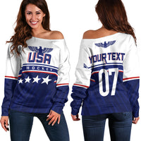 USA Ice Hockey Championship 2023 Star Eagle Off Shoulder Sweater - Wonder Print Shop