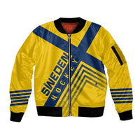 Sweden Ice Hockey Championship 2023 Three Crowns Sleeve Zip Bomber Jacket - Wonder Print Shop