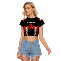 (Custom Personalised) Canada Cricket Raglan Cropped T Shirt Maple Leaf Unique Style - Black LT8 - Wonder Print Shop