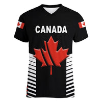 (Custom Personalised) Canada Cricket Women V Neck T Shirt Maple Leaf Unique Style - Black LT8 - Wonder Print Shop