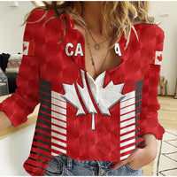 (Custom Personalised) Canada Cricket Women Casual Shirt Maple Leaf Unique Style - Red LT8 - Wonder Print Shop