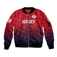 (Custom Personalised) The Bailiwick of Jersey Cricket Sleeve Zip Bomber Jacket Unique Style - Red NO.1 LT8 - Wonder Print Shop