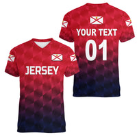 (Custom Personalised) The Bailiwick of Jersey Cricket Women V Neck T Shirt Unique Style - Red NO.1 LT8 - Wonder Print Shop