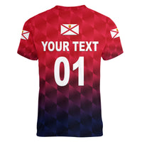 (Custom Personalised) The Bailiwick of Jersey Cricket Women V Neck T Shirt Unique Style - Red NO.1 LT8 - Wonder Print Shop