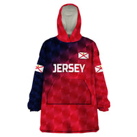 (Custom Personalised) The Bailiwick of Jersey Cricket Wearable Blanket Hoodie Unique Style - Red NO.2 LT8 - Wonder Print Shop