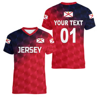 (Custom Personalised) The Bailiwick of Jersey Cricket Women V Neck T Shirt Unique Style - Red NO.2 LT8 - Wonder Print Shop