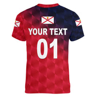 (Custom Personalised) The Bailiwick of Jersey Cricket Women V Neck T Shirt Unique Style - Red NO.2 LT8 - Wonder Print Shop