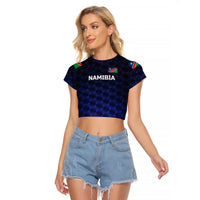 (Custom Personalised) Namibia Cricket Raglan Cropped T Shirt Unique Style - Navy LT8 - Wonder Print Shop