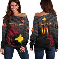 (Custom Personalised) Papua New Guinea Barramundis Cricket Off Shoulder Sweater Birds Of Paradise Paradisaea Raggiana Original - Black LT8 - Wonder Print Shop