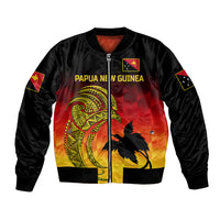 (Custom Personalised) Papua New Guinea Barramundis Cricket Bomber Jacket Birds Of Paradise Paradisaea Raggiana Original - Gradient Flag Vibes LT8 - Wonder Print Shop