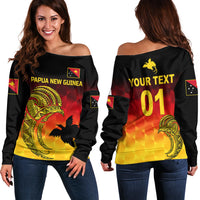 (Custom Personalised) Papua New Guinea Barramundis Cricket Off Shoulder Sweater Birds Of Paradise Paradisaea Raggiana Original - Gradient Flag Vibes LT8 - Wonder Print Shop