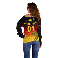 (Custom Personalised) Papua New Guinea Barramundis Cricket Off Shoulder Sweater Birds Of Paradise Paradisaea Raggiana Original - Gradient Flag Vibes LT8 - Wonder Print Shop