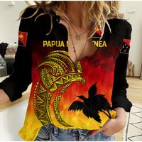 (Custom Personalised) Papua New Guinea Barramundis Cricket Women Casual Shirt Birds Of Paradise Paradisaea Raggiana Original - Gradient Flag Vibes LT8 - Wonder Print Shop
